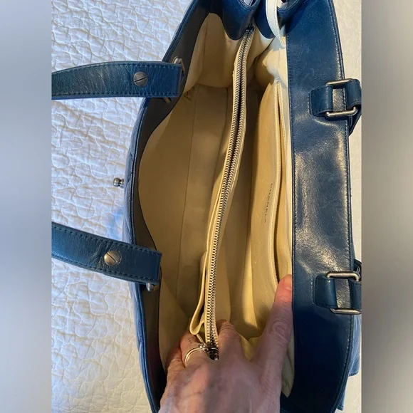 CHANEL Blue Quilted Distressed Convertible Boy Tote - Picture 12 of 16